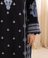 Women's Unstitched Black Cotton Karandi Three Piece Suit
